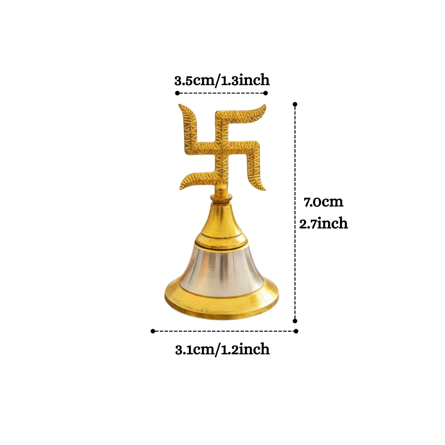 Ascension Metal Puja Bell with Auspicious Swastik Symbol