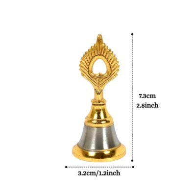 Ascension Pooja Bell for Mandir & Puja Room (Golden) (Pack of 8)