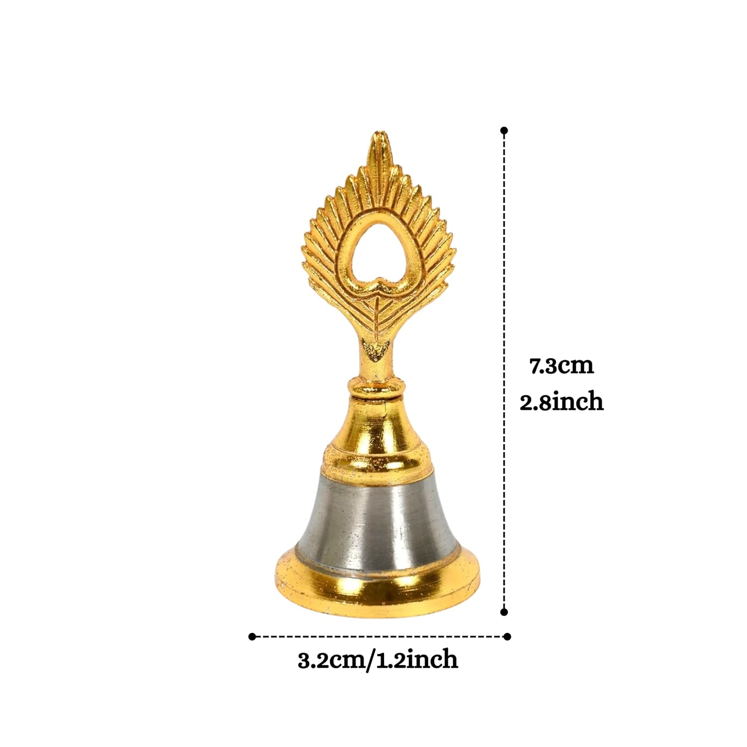 Ascension Pooja Bell for Mandir & Puja Room (Golden) (Pack of 8)