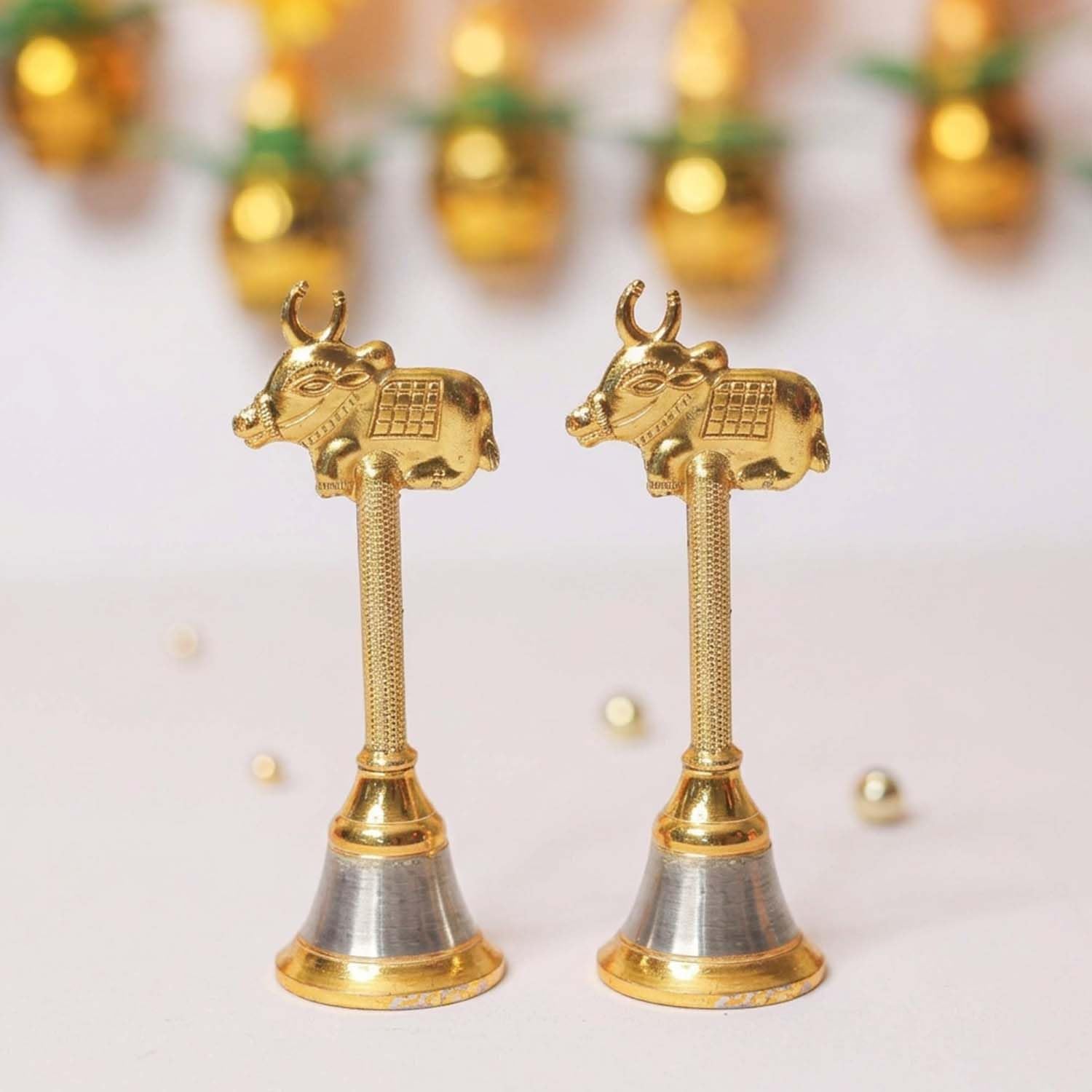 Ascension Metal Nandi Bull Pooja Bell for Temple (Pack of 2)