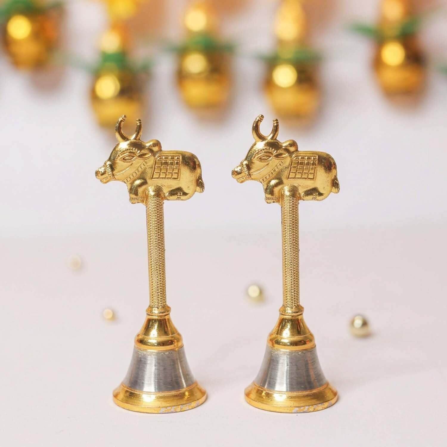 Ascension Metal Nandi Bull Pooja Bell for Temple (Pack of 2)
