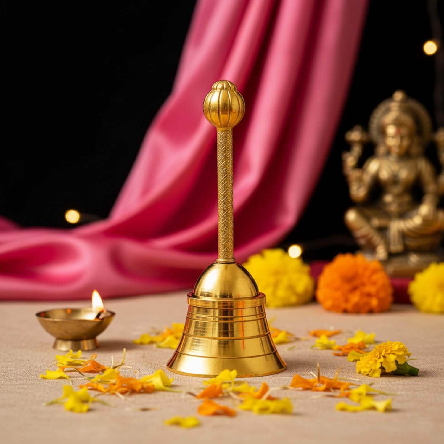 Ascension Traditional Metal Pooja Bell for Mandir (Pack of 1)