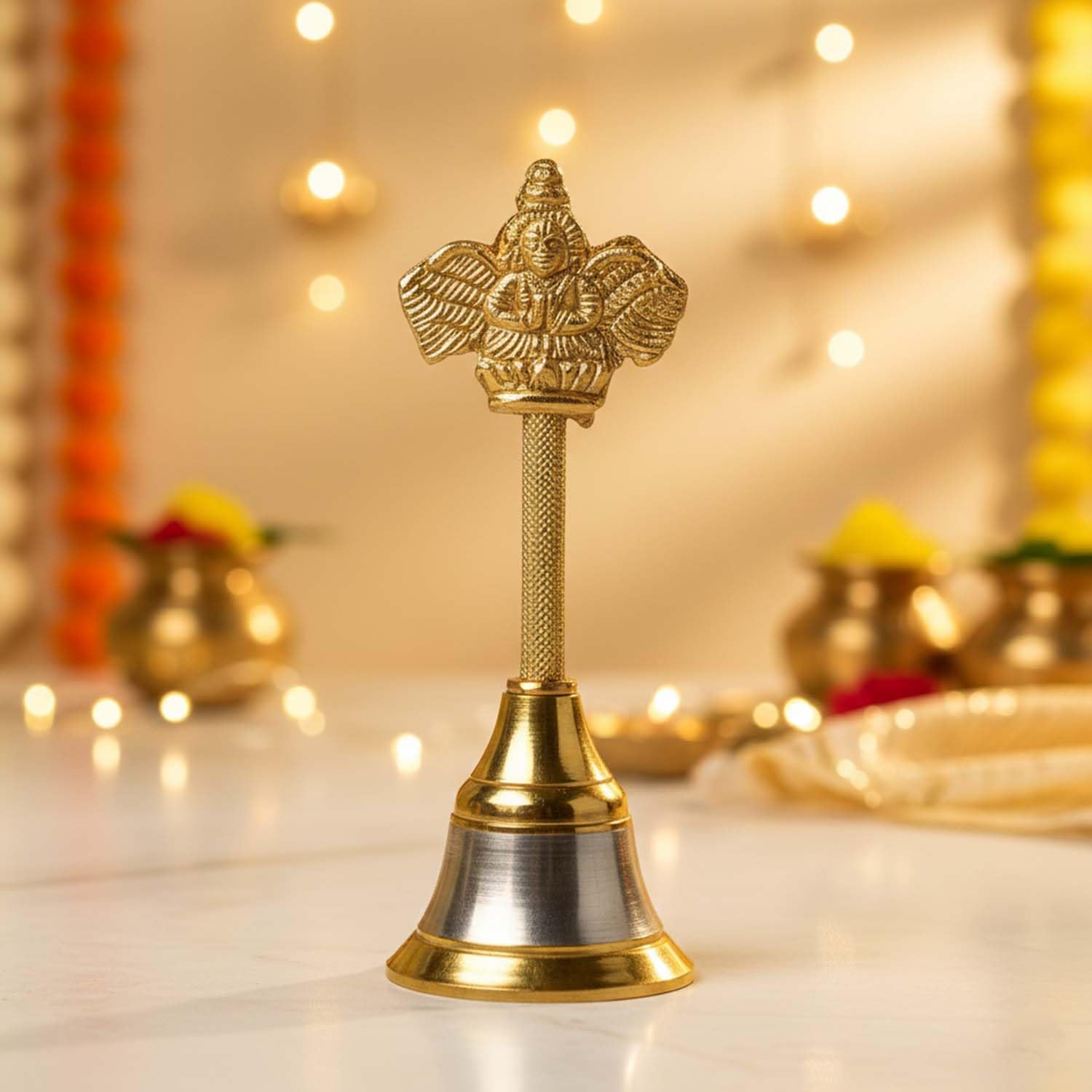 Ascension Traditional Metal Puja Bell with Garuda Design (Pack Of 1)