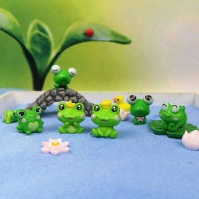 6 pcs Cute Frog Miniature Figurines Animal Frog for Home
