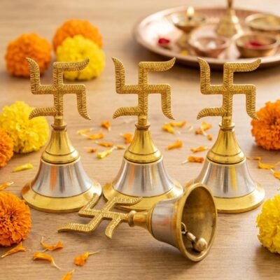 Ascension Metal Puja Bell with Auspicious Swastik Symbol