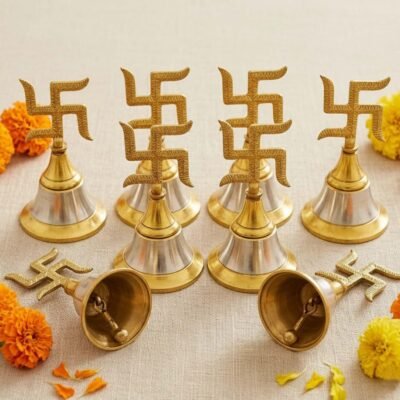 Ascension Metal Puja Bell with Auspicious Swastik Symbol