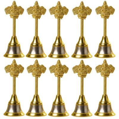 Ascension Traditional Metal Puja Bell with Garuda Design (Pack of 10)