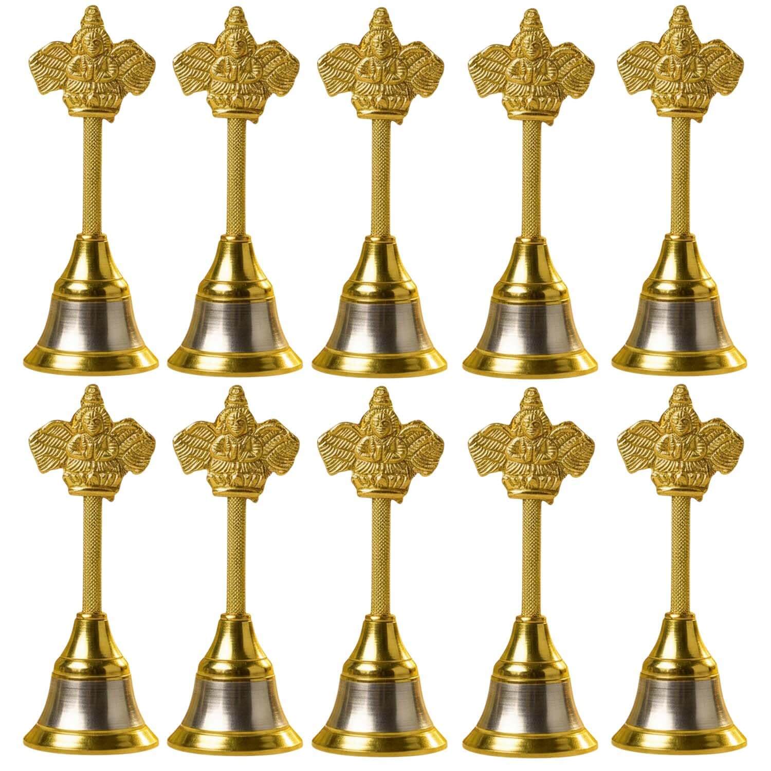 Ascension Traditional Metal Puja Bell with Garuda Design (Pack of 10)