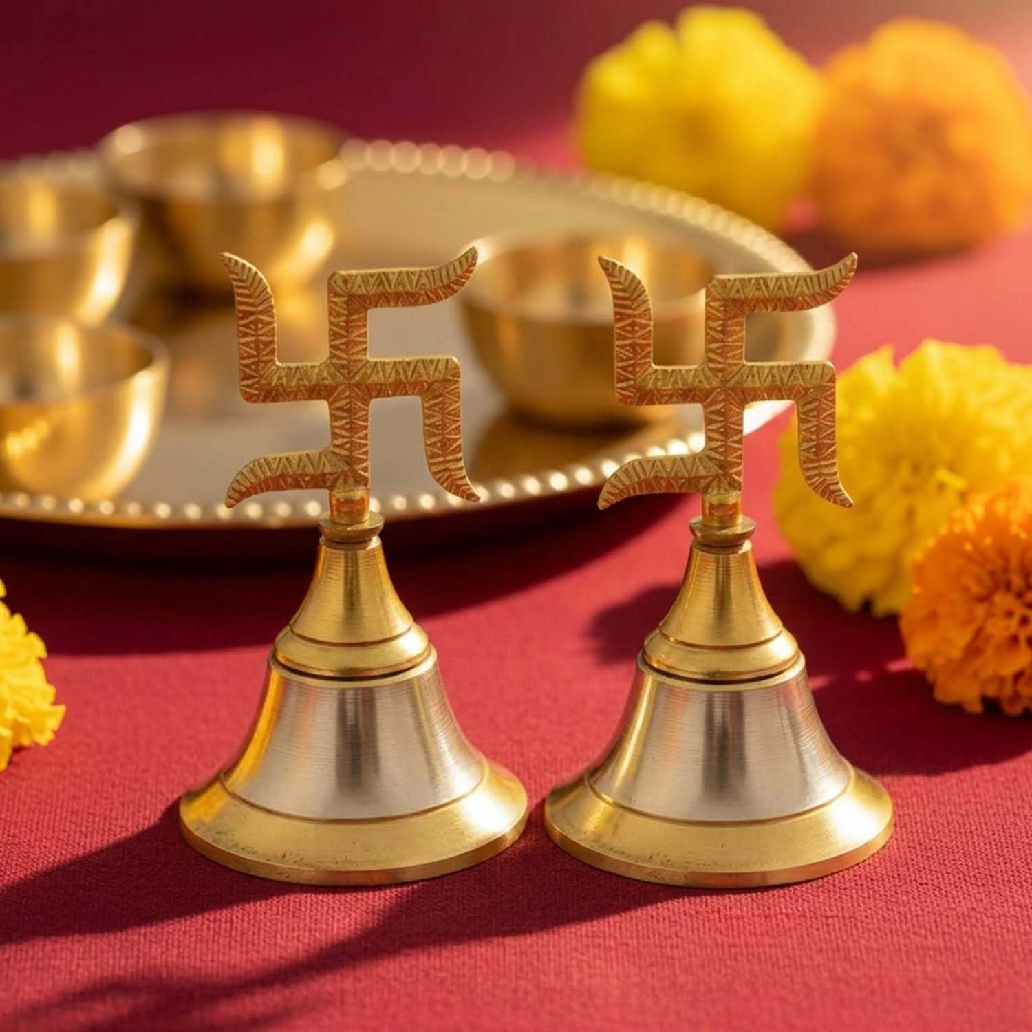 Ascension Metal Puja Bell with Auspicious Swastik Symbol