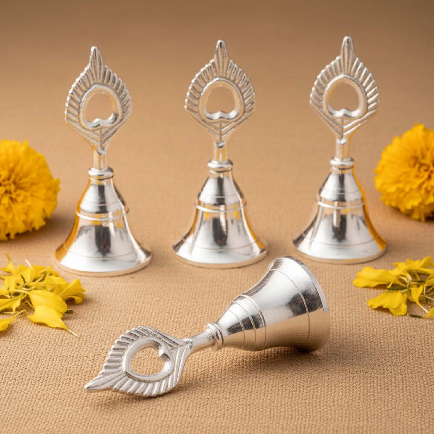 Ascension Pooja Bell for Mandir & Puja Room (Pack of 4)