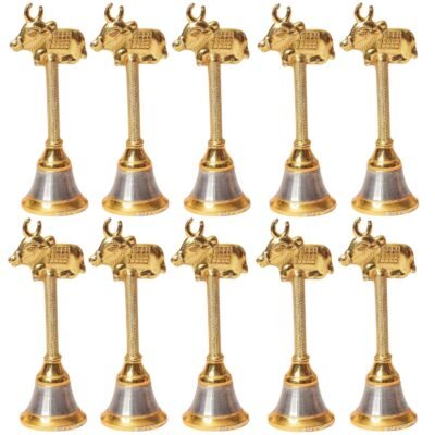 Ascension Metal Nandi Bull Pooja Bell for Temple (Pack of 10)