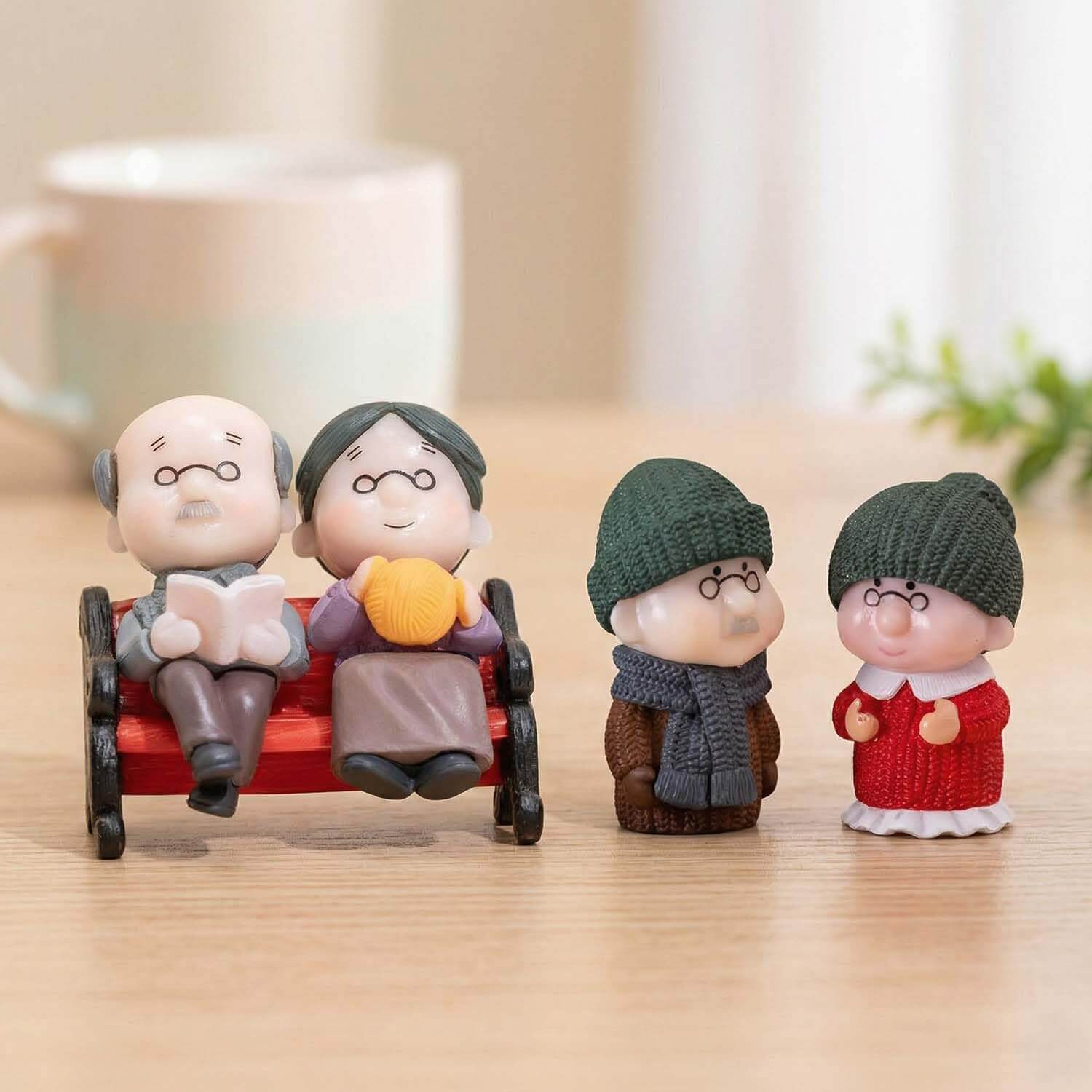 Ascension Set of 2 Old Aged Winter Wear Love Couple Miniature