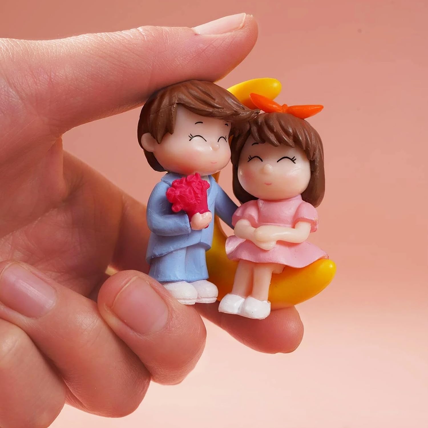 ascension Set of 2 Cute Couple Miniature Figurine Showpiece Gift for Your Love Romantic Valentine Day Gift for Girlfriend Boyfriend Small Cute Baby Couple Showpiece Miniature Valentines Gifts - Image 4