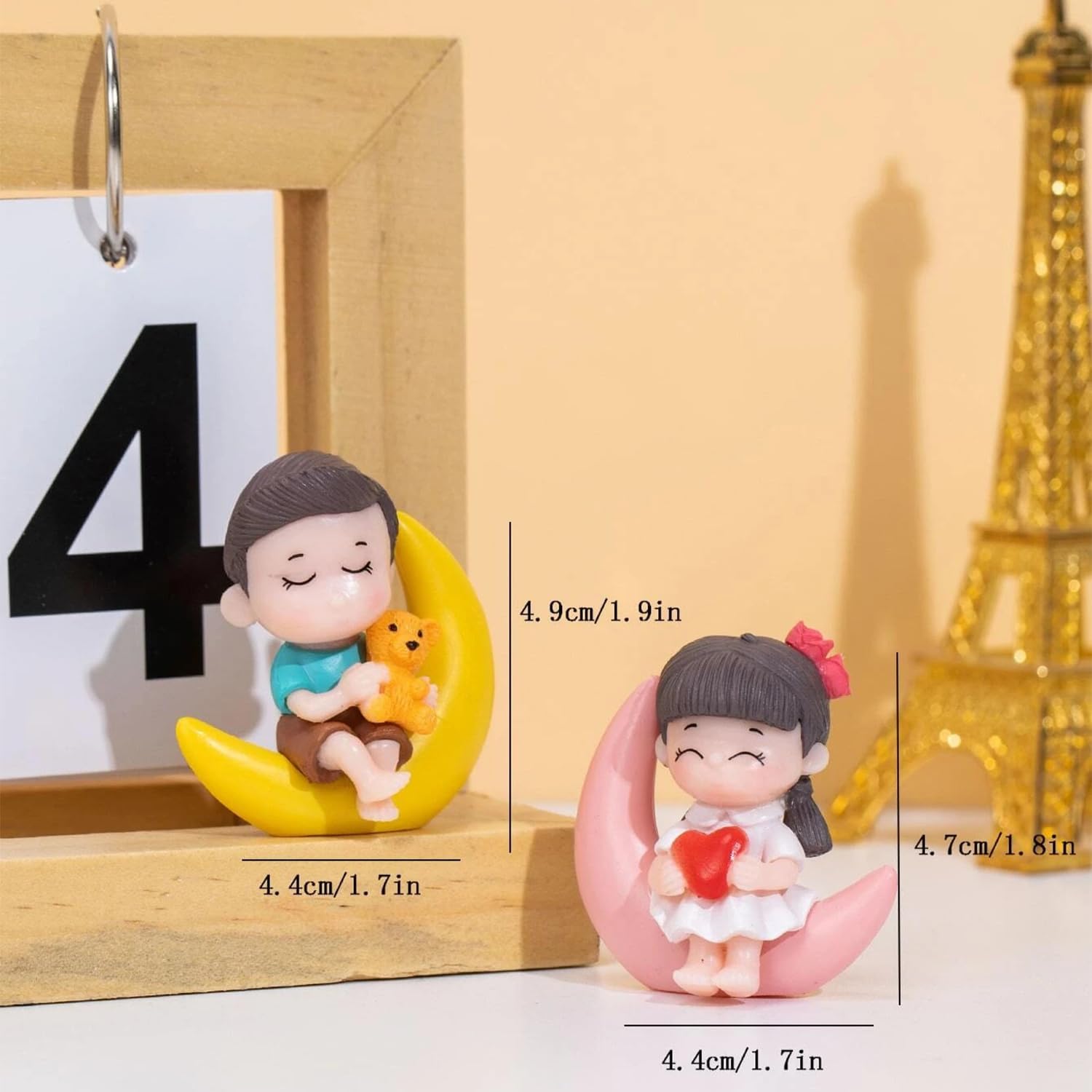 ascension Set of 2 Cute Couple Miniature Figurine Showpiece Gift for Your Love Romantic Valentine Day Gift for Girlfriend Boyfriend Small Cute Baby Couple Showpiece Miniature Valentines Gifts - Image 3