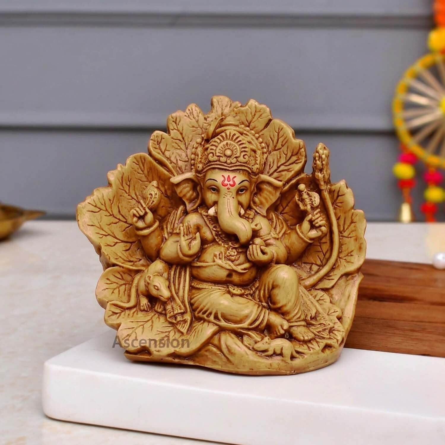 ascension Traditional Pan Patta Ganesh Decorative Showpiece