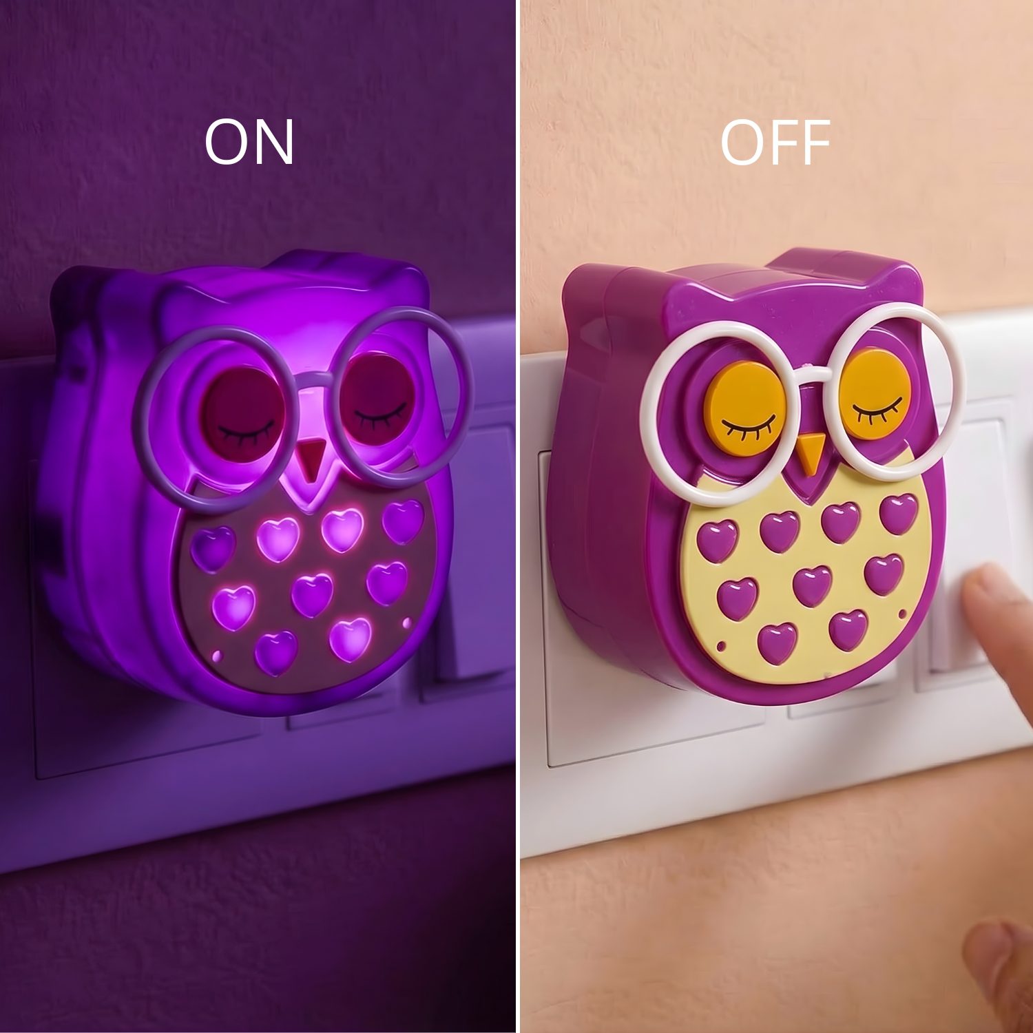 ascension Purple Owl LED Plug in Night Light for Kids- Wall Lamp Take Good Care Children Sleep Light Nightlights for Baby Nursing Kids Favourite Birthday & Party Return Gifts