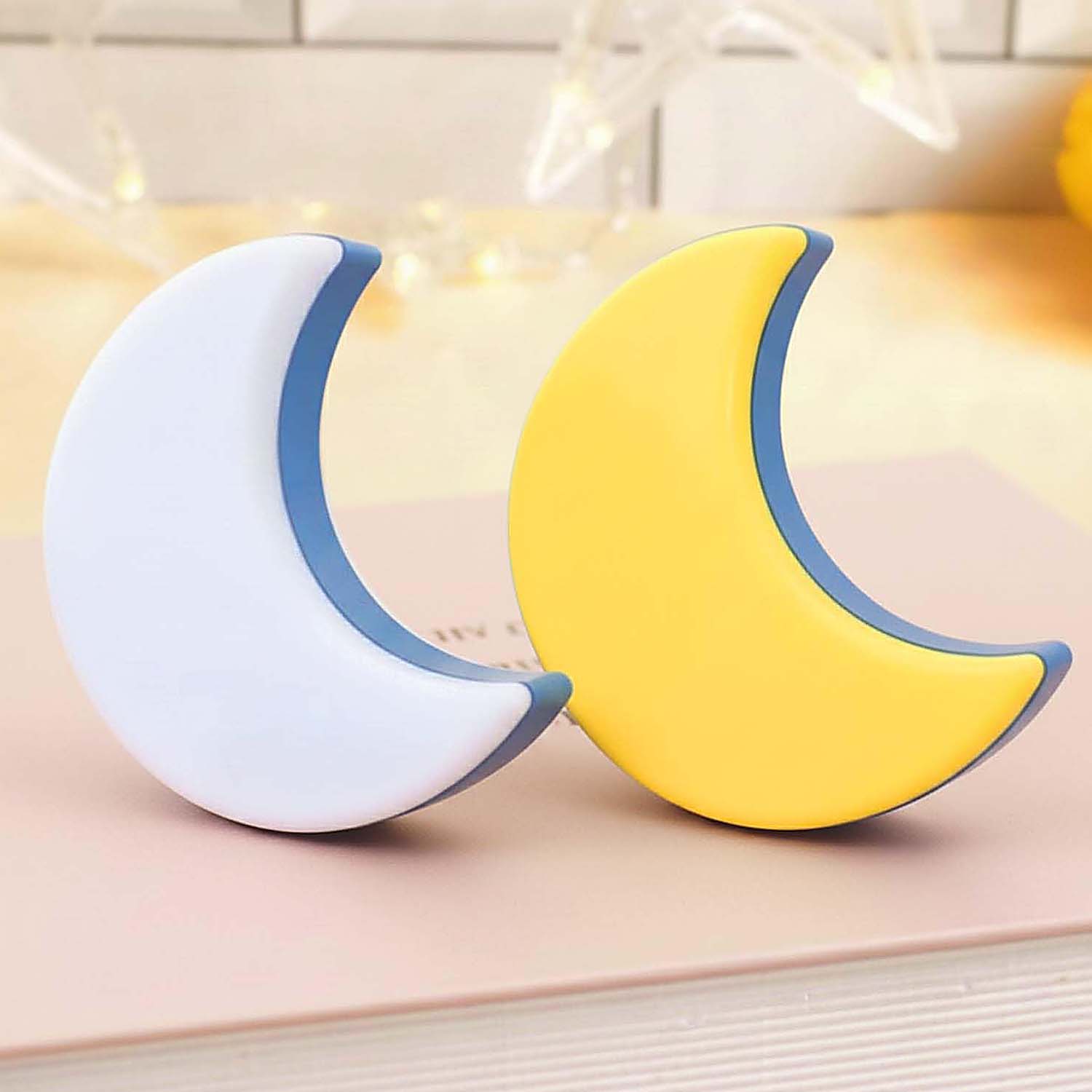 Moon Shape Lamp 2 Watt Automatic Night Sensor Moon Lamp Kids Favourite Birthday & Party Return Gifts (Yellow)