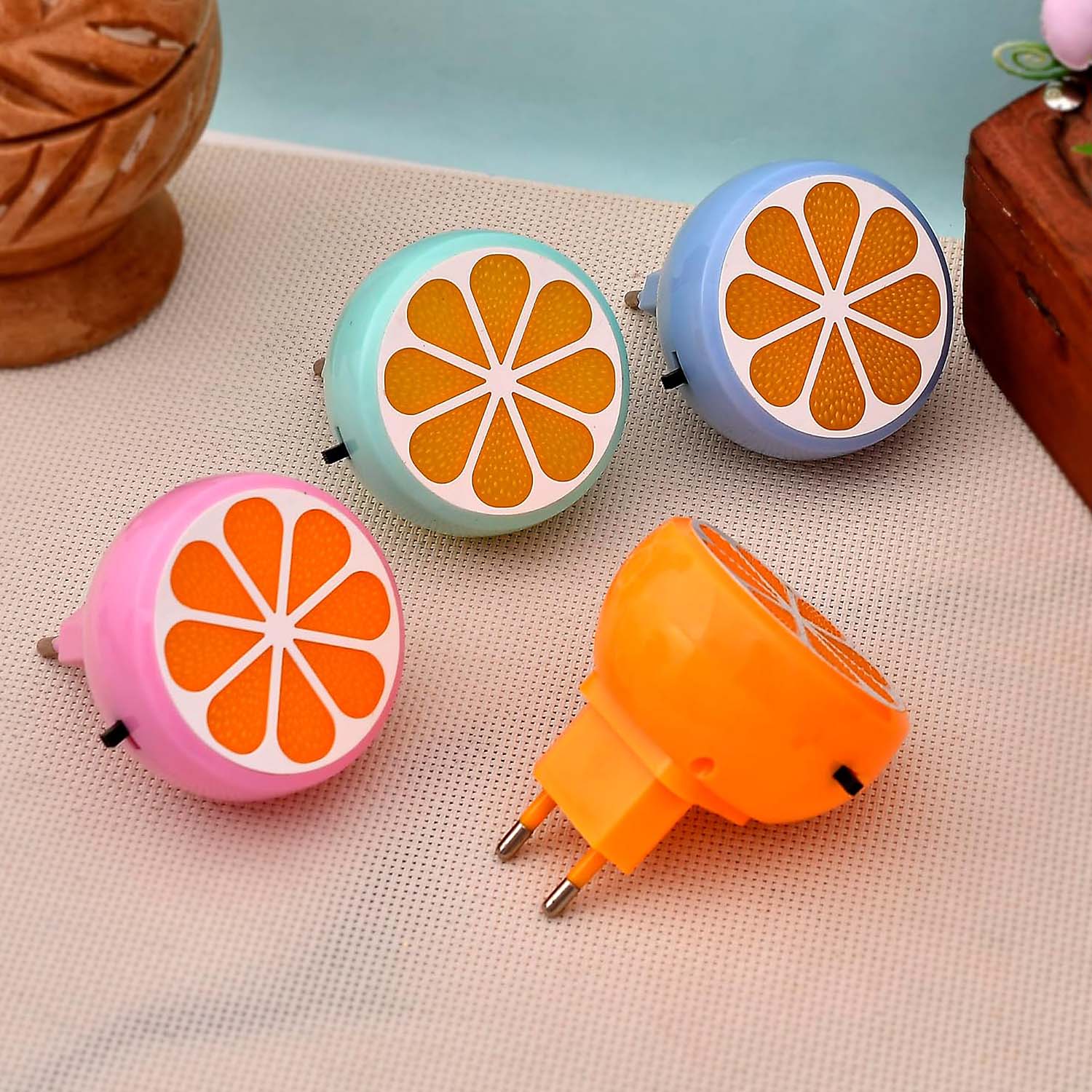 ascension LED Orange Slice Night Lamp with Switch, Plug-in Wall Night Light, Warm Soft Glow Decorative Light for Bedroom, Hallway, Kids Room Kids Birthday Party Return Gifts Item (Random Color)