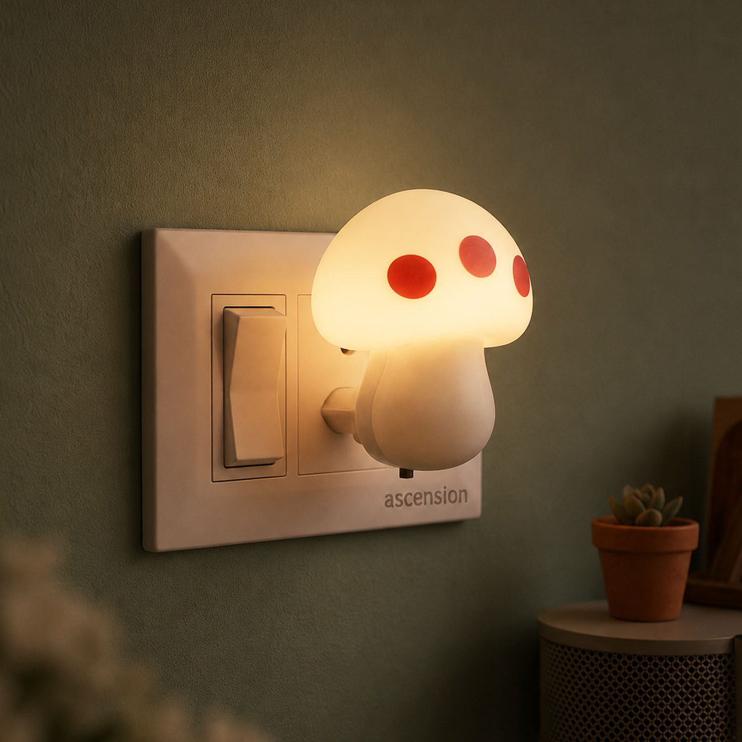 Ascension Romantic Energy Saving Creative Mushroom Shaped Design Night Light for Bed Lamp Home Decor for Kids Favourite Birthday Party Return Gifts (Assorted)