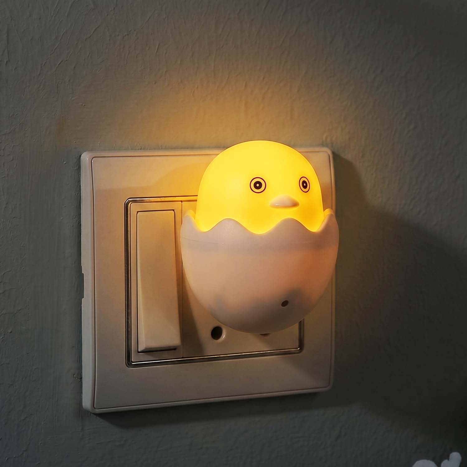 ascension Duck Shaped Night Light Lamp Egg Shell LED Nursery Lamp, Soft Warm Light Automatic Sensor Nightlight for Kids Bedroom, Hallway, Bathroom Decor Birthday Party Return Gifts Item Assorted (Pack of 1)