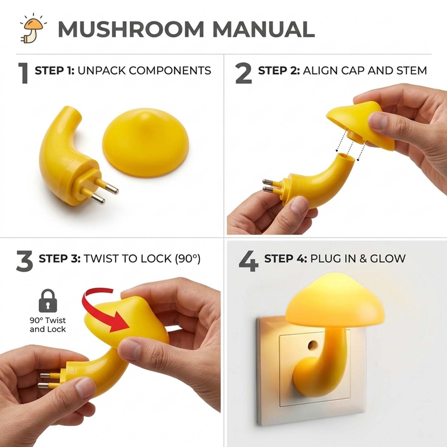 ascension Plastic Night Light Lamp for Baby Nursing Kids Favourite Birthday Party Return Gifts Cartoon Night lamp for Kids Room Baby Night Lights (Random Color) (Mushroom Shape) - Image 3