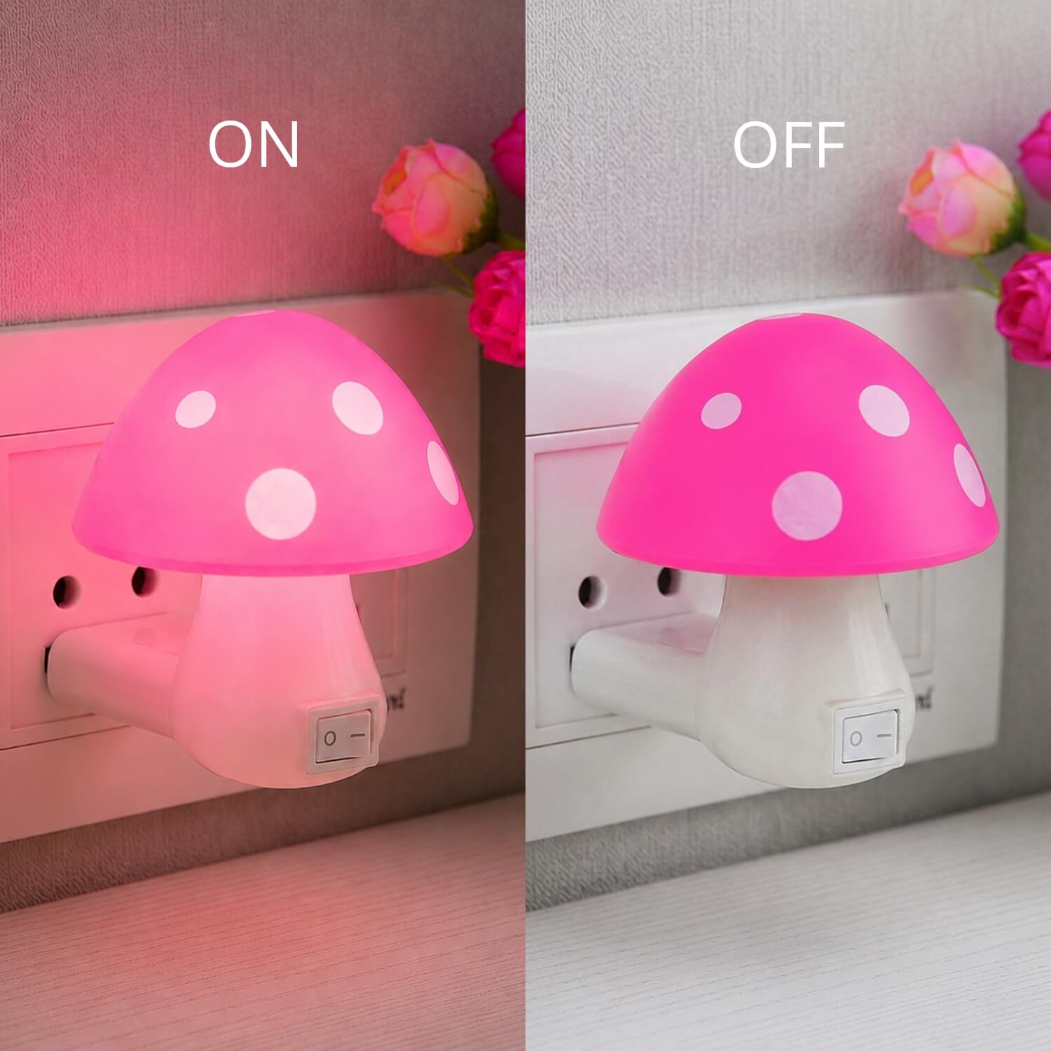 ascension 1Pc Mushroom Night Light LED Wall Plug-in with Manual Toggle Switch Lamp for Kids Bedroom, Nursery, and Home Decor, Kids Favourite Birthday & Party Return Gifts (Random Colour) - Image 3