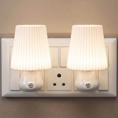 ascension LED Stylish Night Lamp with Sensor, Plug-in Wall Night Light, Warm Soft Glow Decorative Light for Bedroom, Hallway, Kids Room Kids Birthday Party Return Gifts Item (Pack of 2)