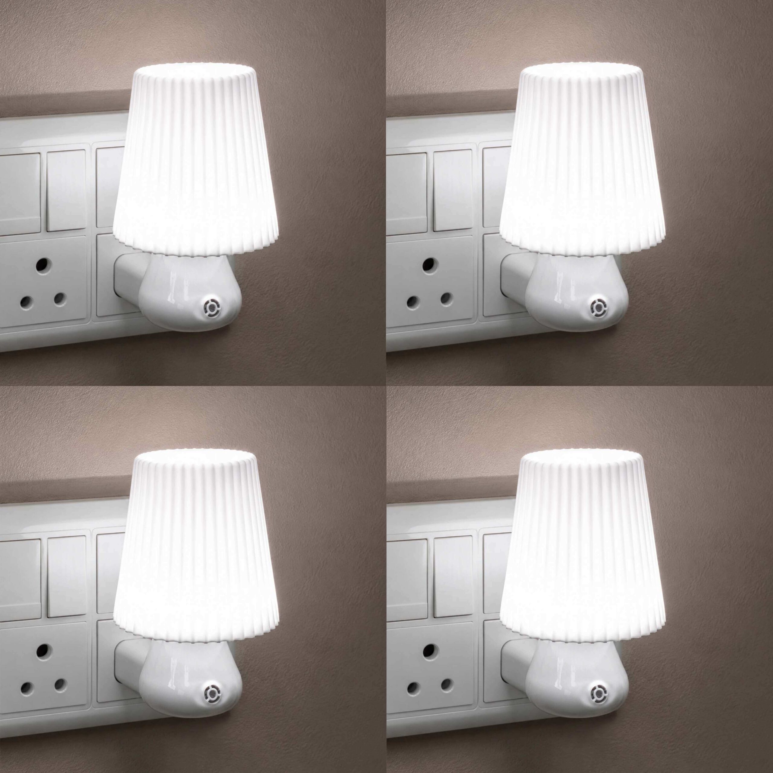 ascension LED Stylish Night Lamp with Sensor, Plug-in Wall Night Light, Warm Soft Glow Decorative Light for Bedroom, Hallway, Kids Room Kids Birthday Party Return Gifts Item (Pack of 4)