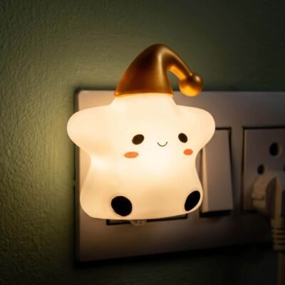 ascension Star Shape LED Night Lamp with Switch, Plug-in Wall Night Light, Warm Soft Glow Decorative Light for Bedroom, Hallway, Kids Room Kids Birthday Party Return Gifts Item