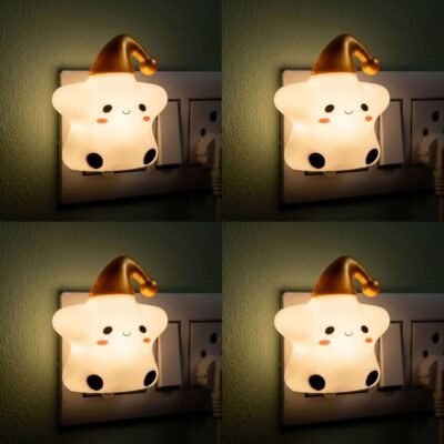 ascension Star Shape LED Night Lamp with Switch, Plug-in Wall Night Light, Warm Soft Glow Decorative Light for Bedroom, Hallway, Kids Room Kids Birthday Party Return Gifts Item (Pack of 3) (Copy)