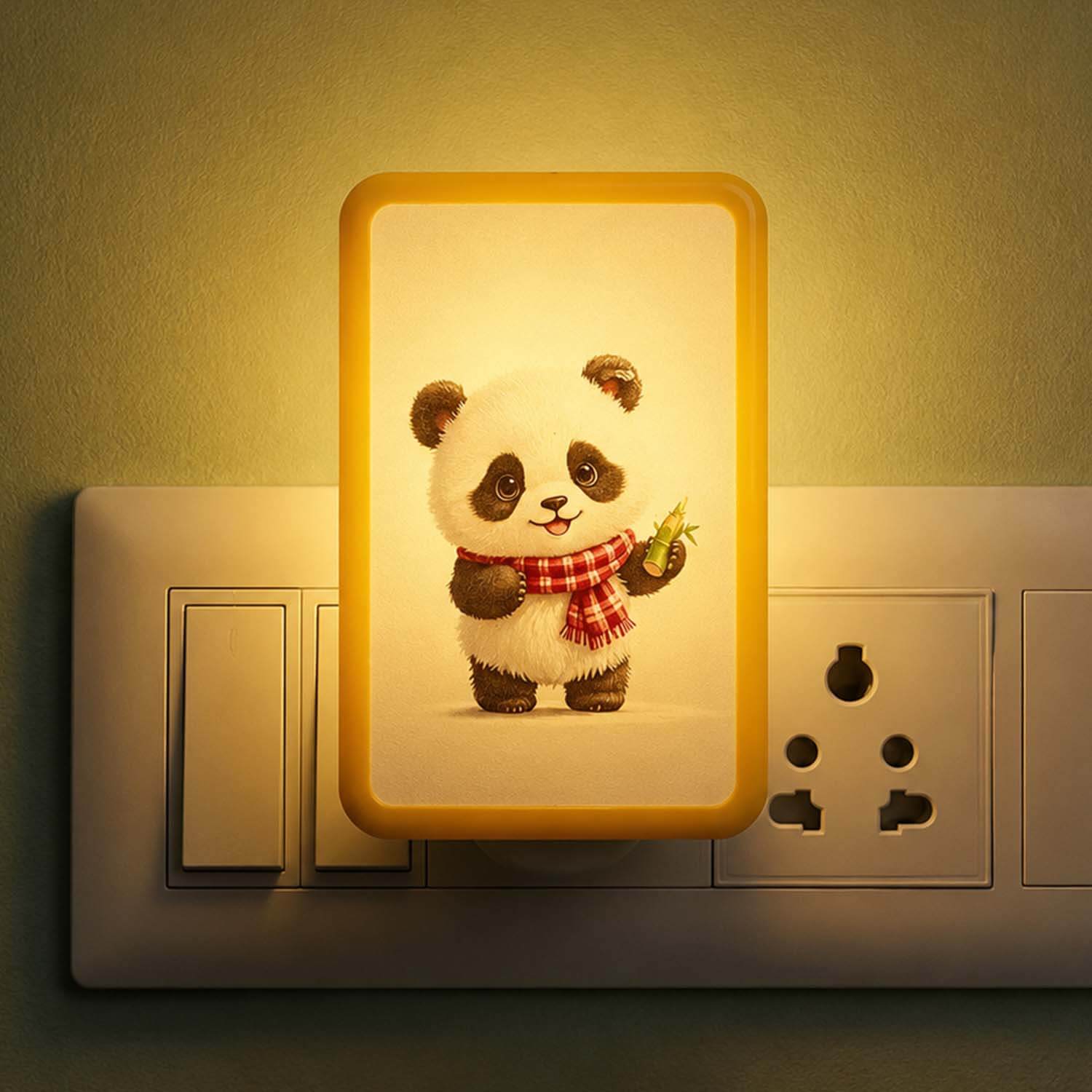 ascension Cute Panda LED Night Lamp with Switch, Plug-in Wall Night Light, Warm Soft Glow Decorative Light for Bedroom, Hallway, Kids Room Kids Birthday Party Return Gifts Item Assorted Design