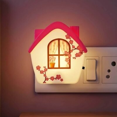 ascension House Shape LED Night Lamp with Switch, Plug-in Wall Night Light, Warm Soft Glow Decorative Light for Bedroom, Hallway, Kids Room Kids Birthday Party Return Gifts Item Assorted Design