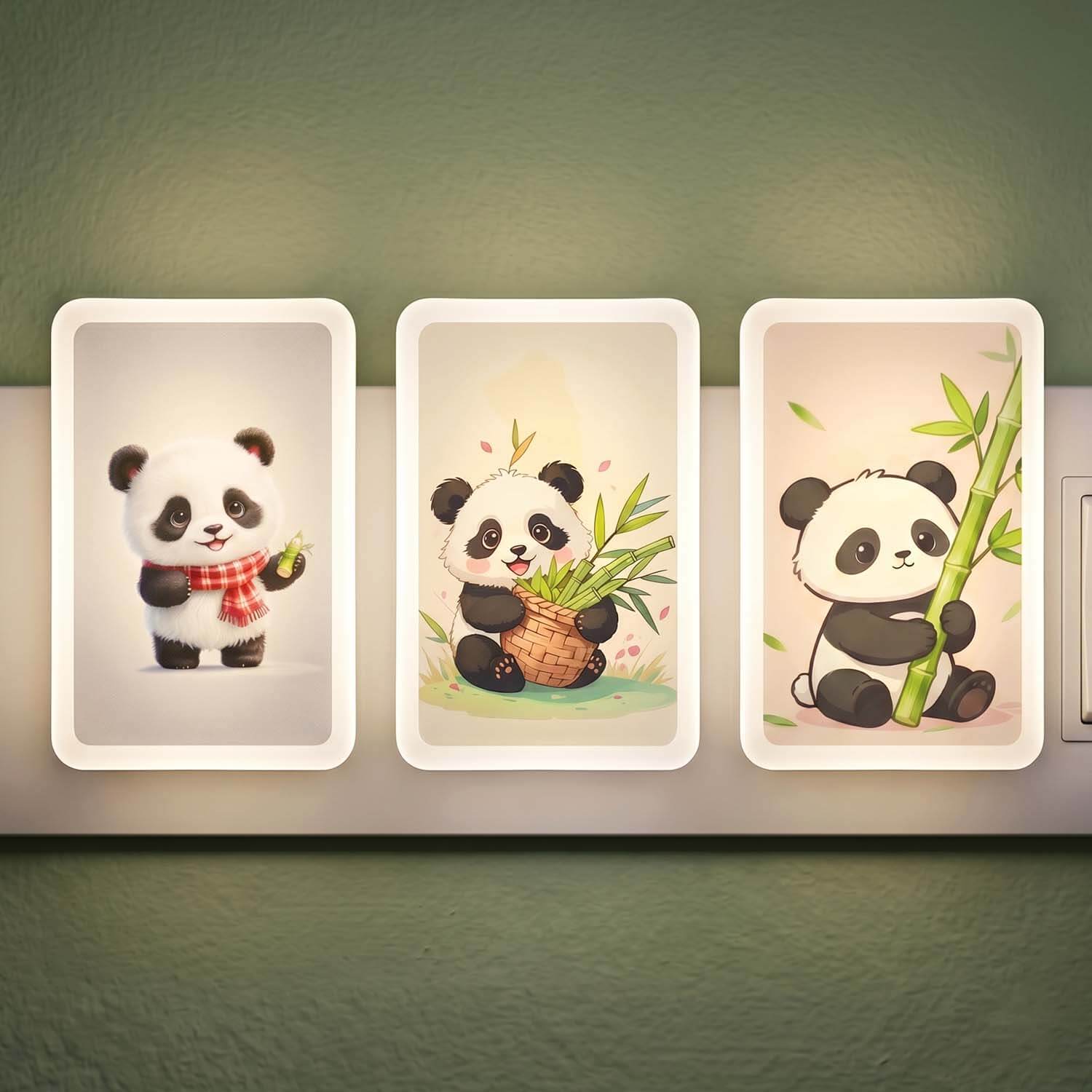 ascension 2 Pc Kids Panda LED Night Lamp with Switch, Plug-in Wall Night Light, Warm Soft Glow Decorative Light for Bedroom, Hallway, Kids Room Kids Birthday Party Return Gifts Item Assorted Design (Copy)