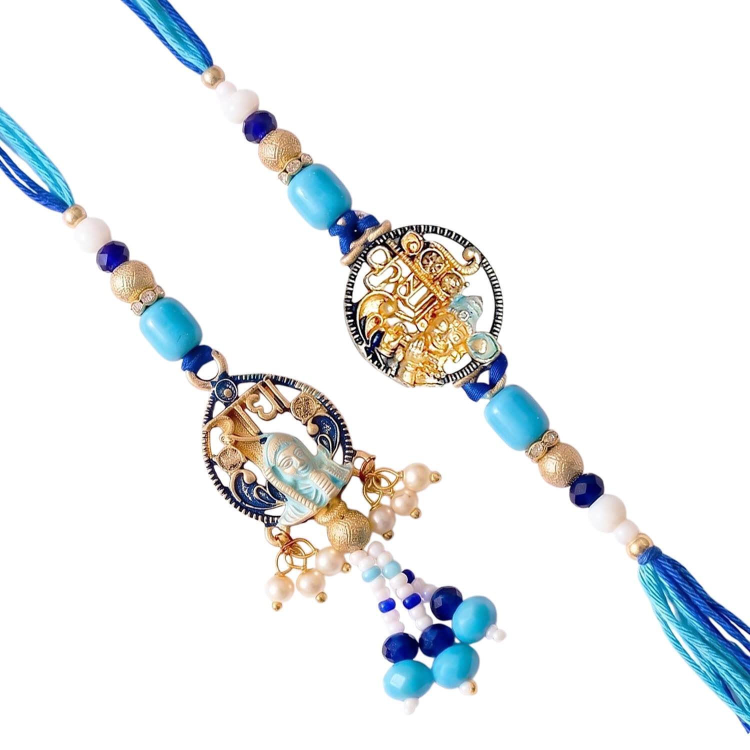 Ascension Radha Krishna Design Rakhi for Bhaiya Bhabhi Couple Rakhi Set for Brother & Sister Bracelet with Roli Tilak & You are My Hero Fridge Magnet for Raksha Bandhan Gift - Image 4