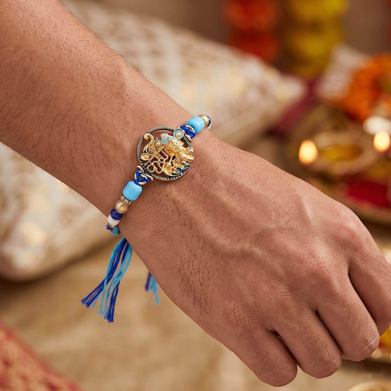 Ascension Radha Krishna Design Rakhi for Bhaiya Bhabhi Couple Rakhi Set for Brother & Sister Bracelet with Roli Tilak & You are My Hero Fridge Magnet for Raksha Bandhan Gift - Image 3