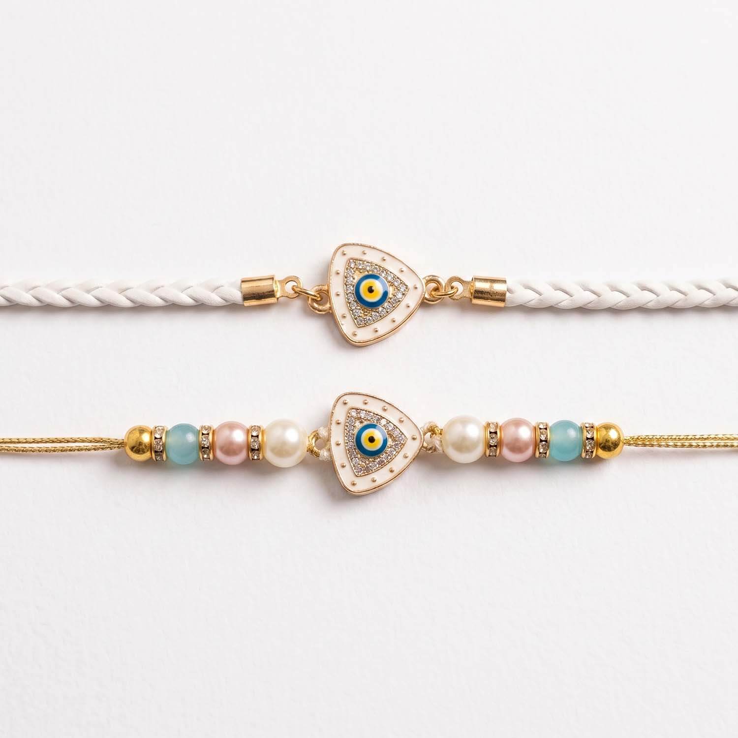 Ascension Evil Eye Rakhi for Bhaiya Bhabhi Couple Rakhi Set for Brother & Sister Bracelet with Roli Tilak & You are My Hero Fridge Magnet Nazar Protection Raksha Bandhan Gift - Image 3