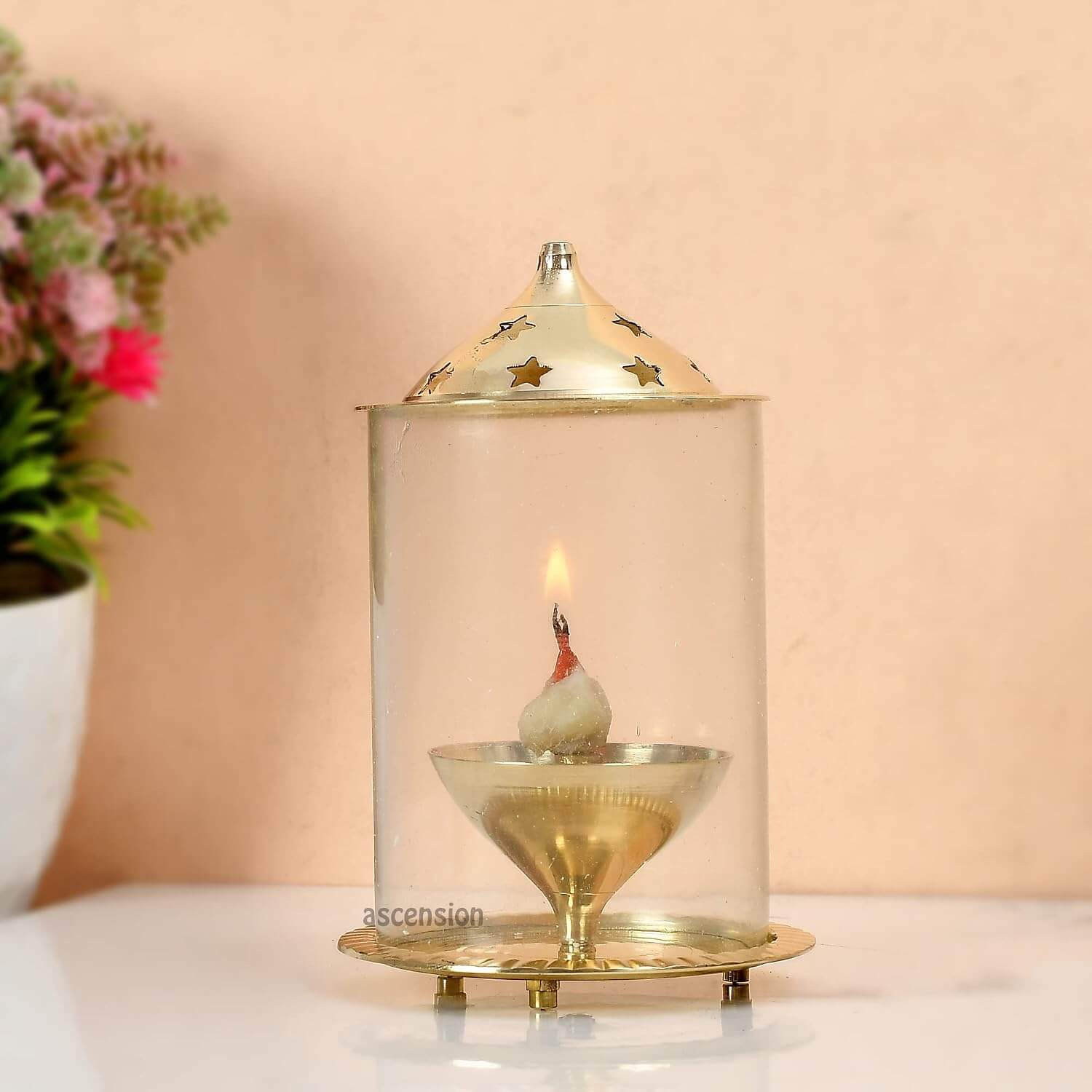 Ascension Handicraft Akhand Diya for Puja Metal Diyas Oil Lamp for Pooja Room aarti Temple mandir Home Decor & Gift Purposes