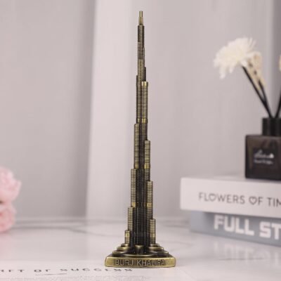 ascension Metal Burj Khalifa Idol Miniature Showpiece for Home & Office Decor Collectible Souvenir Statue for Office Deck, Table, Living Room, Tabletop, Desk Decor Gift for Travel Lovers