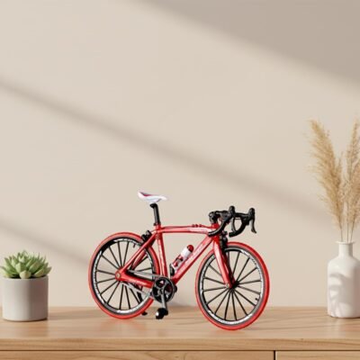ascension Miniature Racing Bicycle Model High Speed Alloy Toy Bike with Detachable Parts & Water Bottle for Home Office Study Table, Desk, Decoration Accessories Cycle for Kids & Gift Item (Black or Red)
