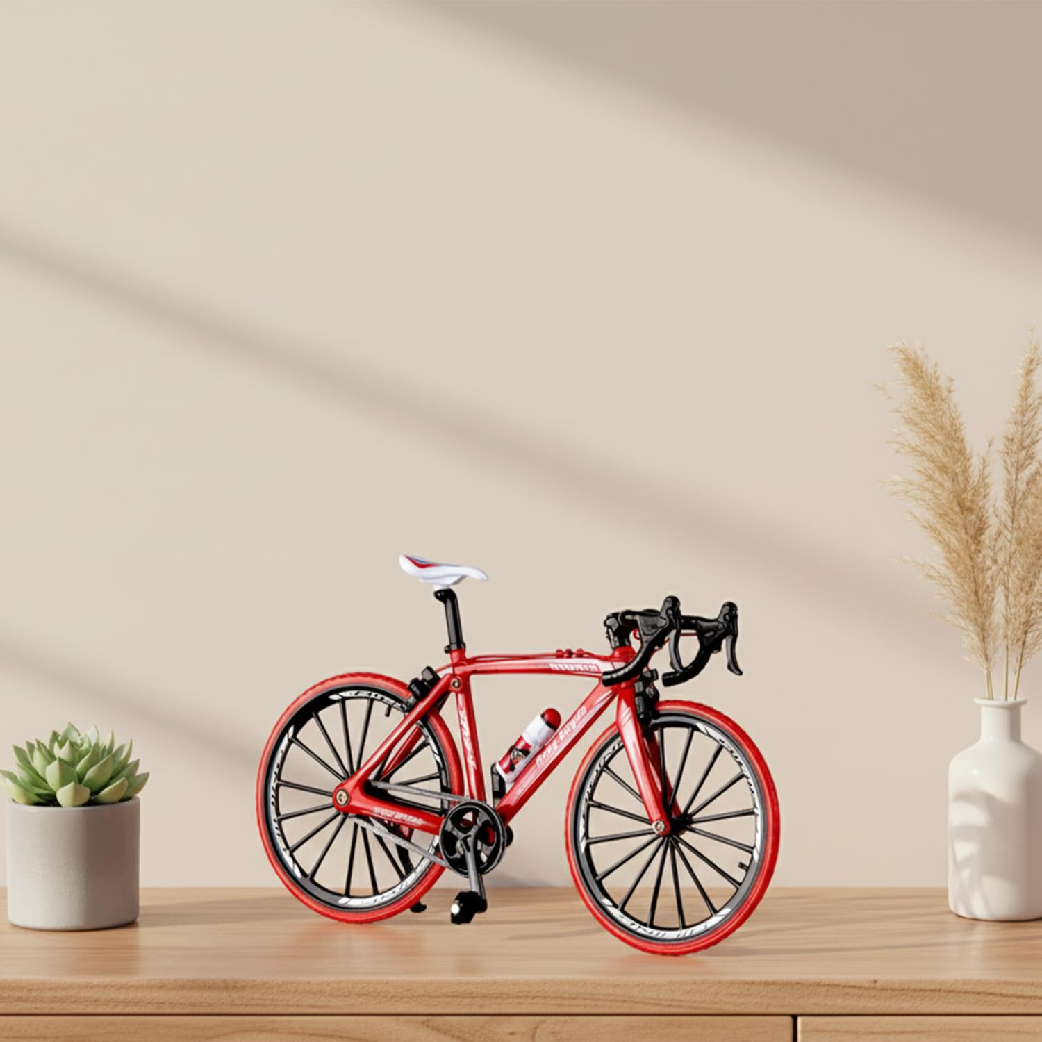ascension Miniature Racing Bicycle Model High Speed Alloy Toy Bike with Detachable Parts & Water Bottle for Home Office Study Table, Desk, Decoration Accessories Cycle for Kids & Gift Item (Black or Red)