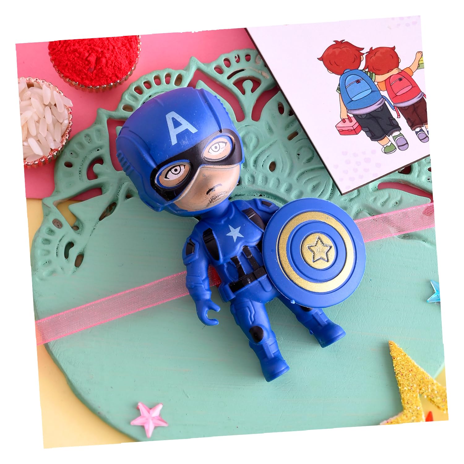 ascension Pack of 1 Kids Cartoon Rakhis for Bhaiya Raksha Bandhan Kids Rakhi Set Rakhis Soft Kids Rakhi for Raksha Bandhan Kids Rakhi with Roli Tilak Pack