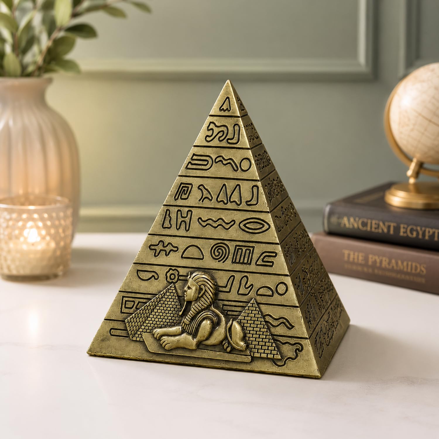 ascension Metal Egyptian Pyramid Idol Miniature Showpiece for Home & Office Decor Collectible Souvenir Statue for Office Deck, Table, Living Room, Tabletop, Desk Decor Gift for Travel Lovers