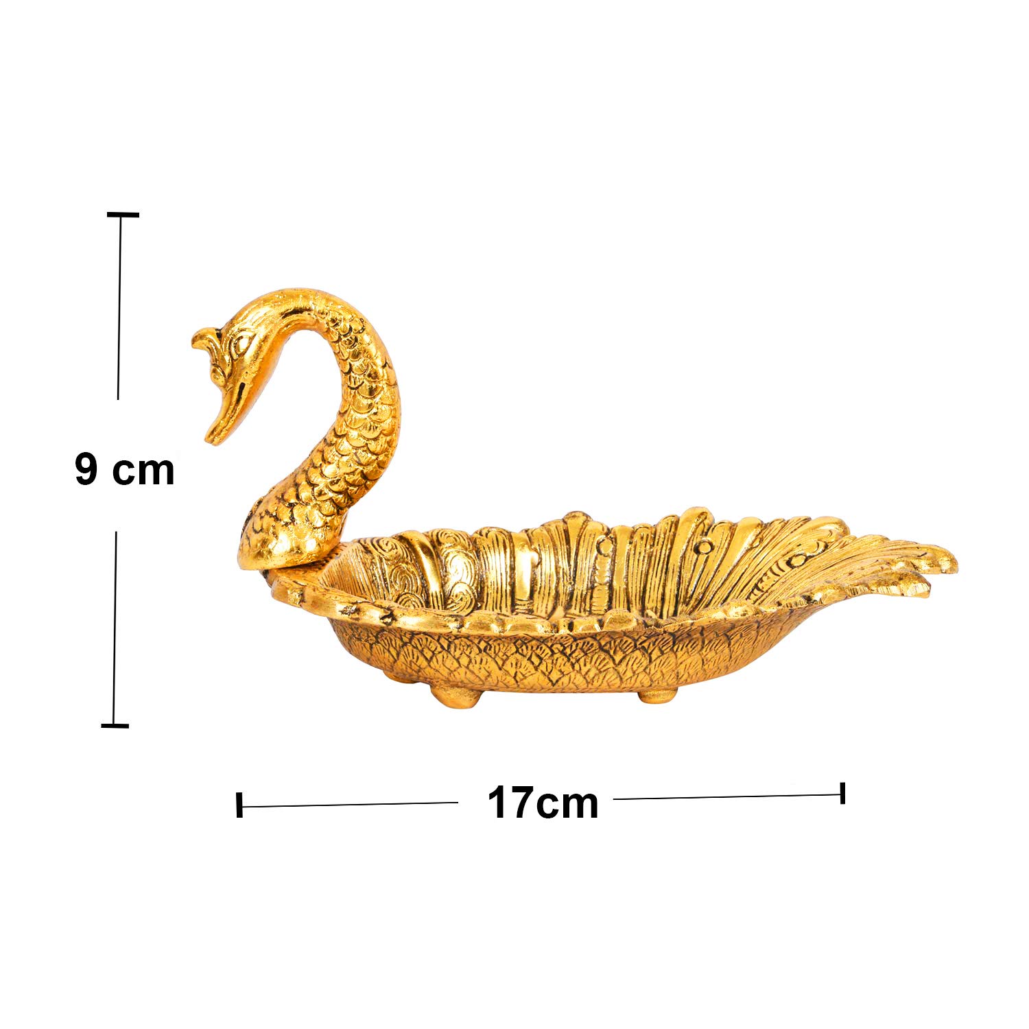 ascension Oxidized Metal Swan Shape Dry Fruit Tray Duck Bowl for Flower Petal, Snacks Platter for Home Decoration Items Diwali Gifts Festive Showpiece (Pack of 1), Gold, 500 Ml - Image 2