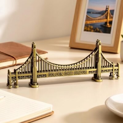 ascension Metal Golden Gate Bridge Idol Miniature Showpiece for Home & Office Decor Collectible Souvenir Statue for Office Deck, Table, Living Room, Tabletop, Desk Decor Gift for Travel Lovers