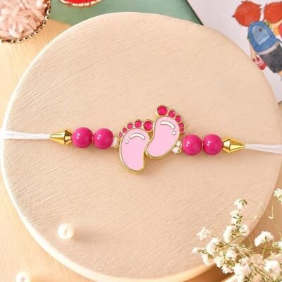 ascension Traditional Bal Gopal Charan Kids Rakhi Designer Baby Feet Rakhi for Brother Bhai Children Raksha Bandhan Bracelet with Roli Tilak & You are My Hero Fridge Magnet