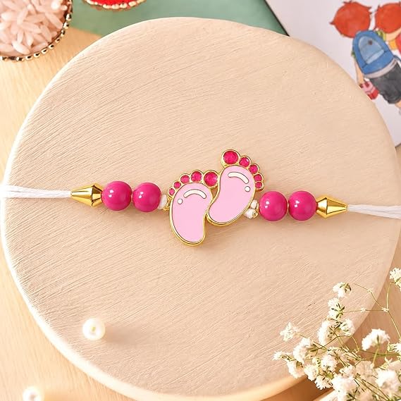 ascension Traditional Bal Gopal Charan Kids Rakhi Designer Baby Feet Rakhi for Brother Bhai Children Raksha Bandhan Bracelet with Roli Tilak & You are My Hero Fridge Magnet
