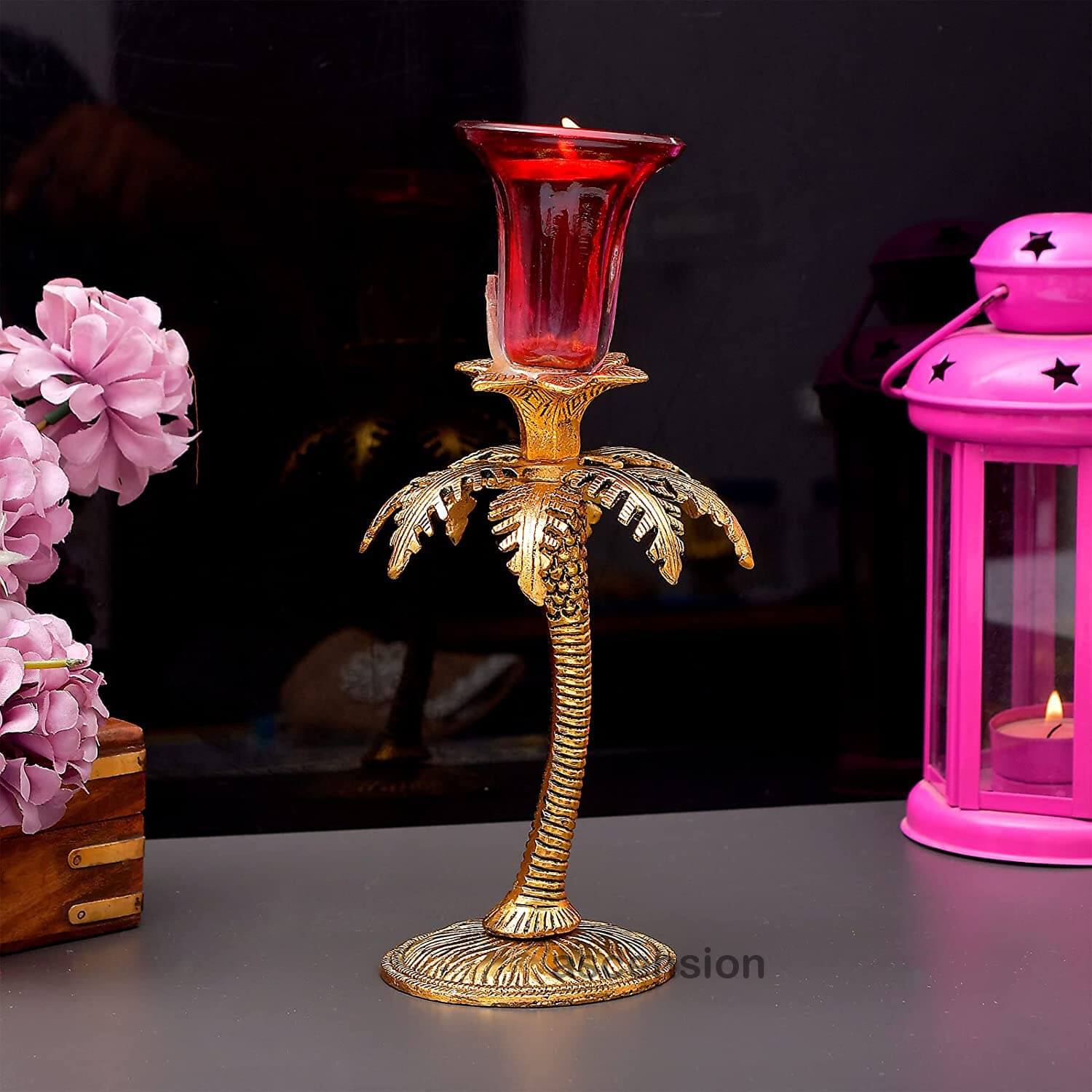 Ascension 22cm High Metal Pillar Candle Holder Stand Ideal for Weddings or Parties as Well as Home Decor Gifts (Multicolour)