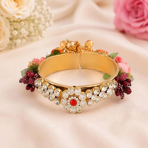 ascension Kundan bangle Metal bracelet Design Meena Rakhi Raksha Bandhan Gift Band Moli Bracelet Stone Pearl Designer Rakhi for bhabhi with Roli Tilak Pack Card - Image 2