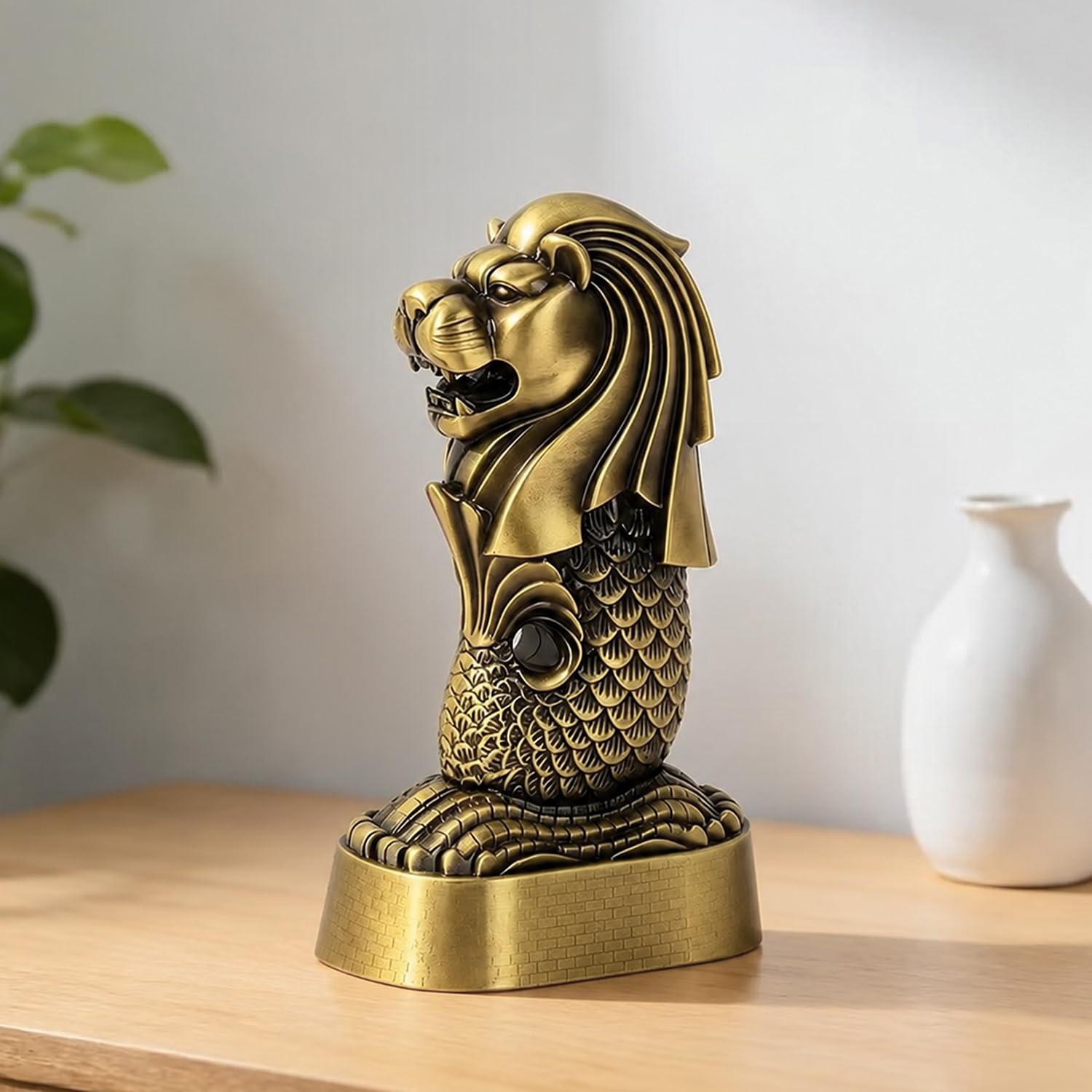 ascension Metal Merlion Statue Idol Miniature Showpiece for Home & Office Decor Collectible Souvenir Statue for Office Deck, Table, Living Room, Tabletop, Desk Decor Gift for Travel Lovers