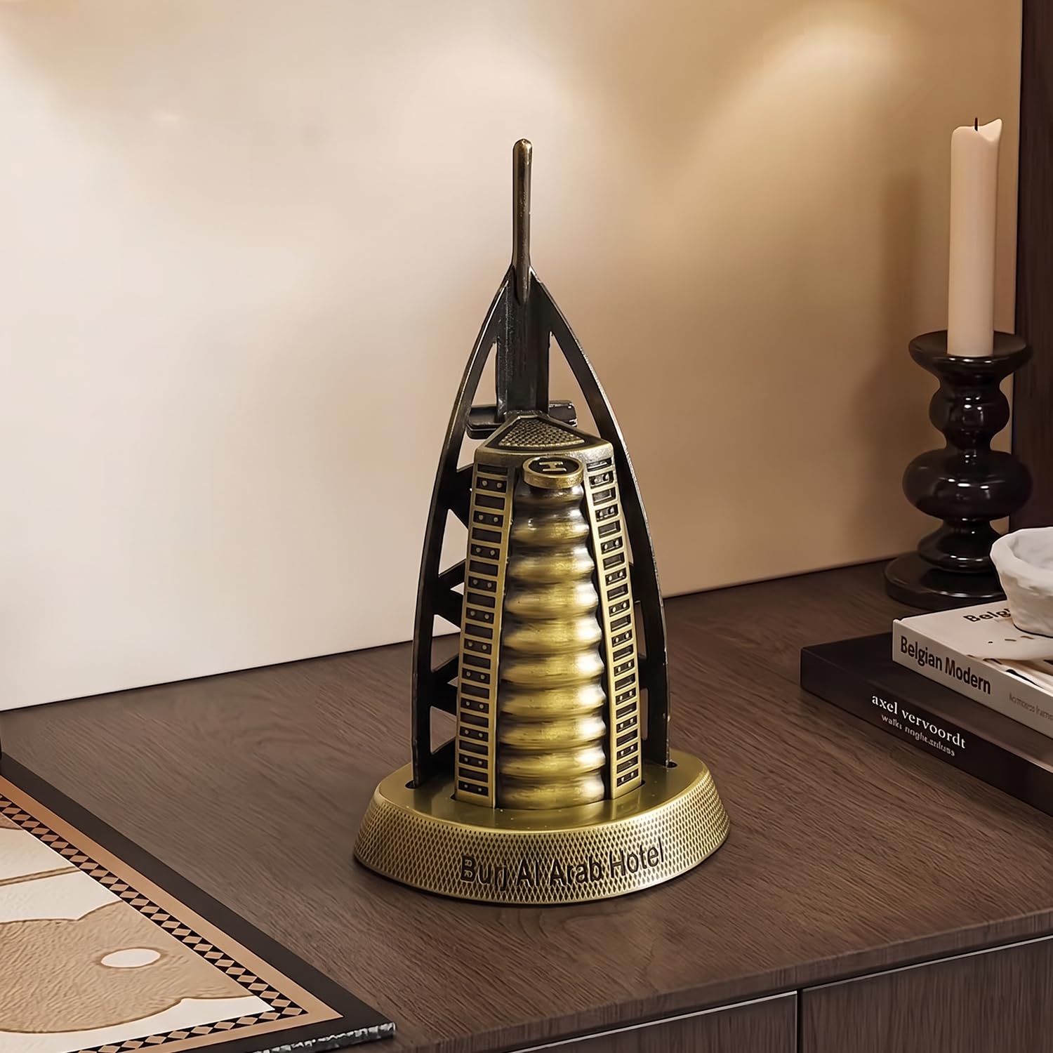 ascension Metal Burj Al Arab Hotel Idol Miniature Showpiece for Home & Office Decor Collectible Souvenir Statue for Office Deck, Table, Living Room, Tabletop, Desk Decor Gift for Travel Lovers